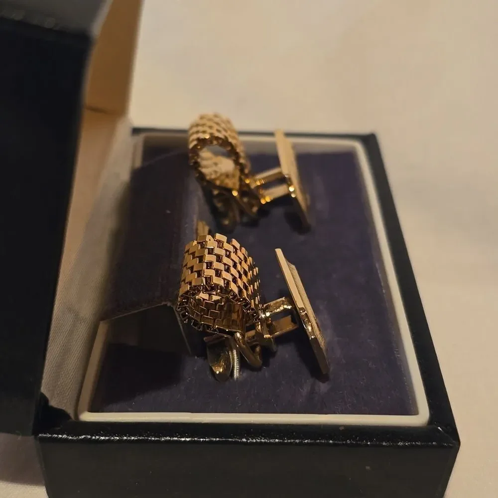 Mens's Vintage Mesh Wrap Cuff Links & Tie Tack Pin 